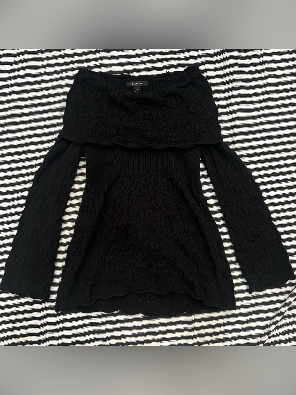 Black Off-Shoulder Knit Sweater